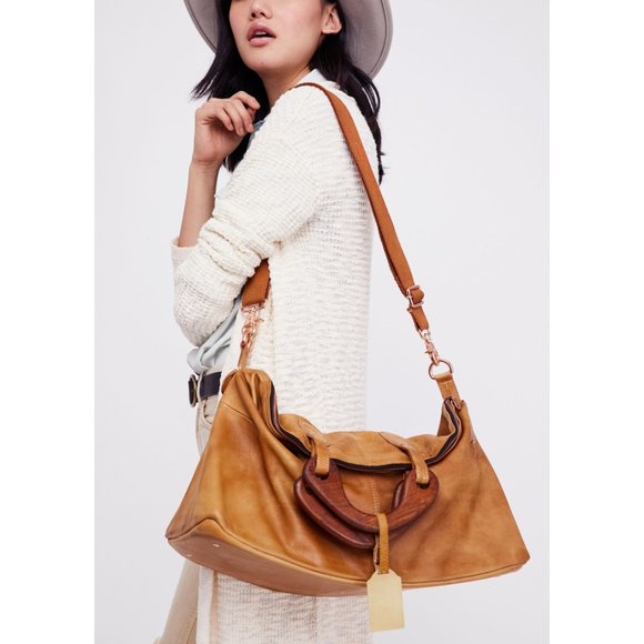 NWT Free People Willow Vintage Tote Bag / Tan - Picture 2 of 3